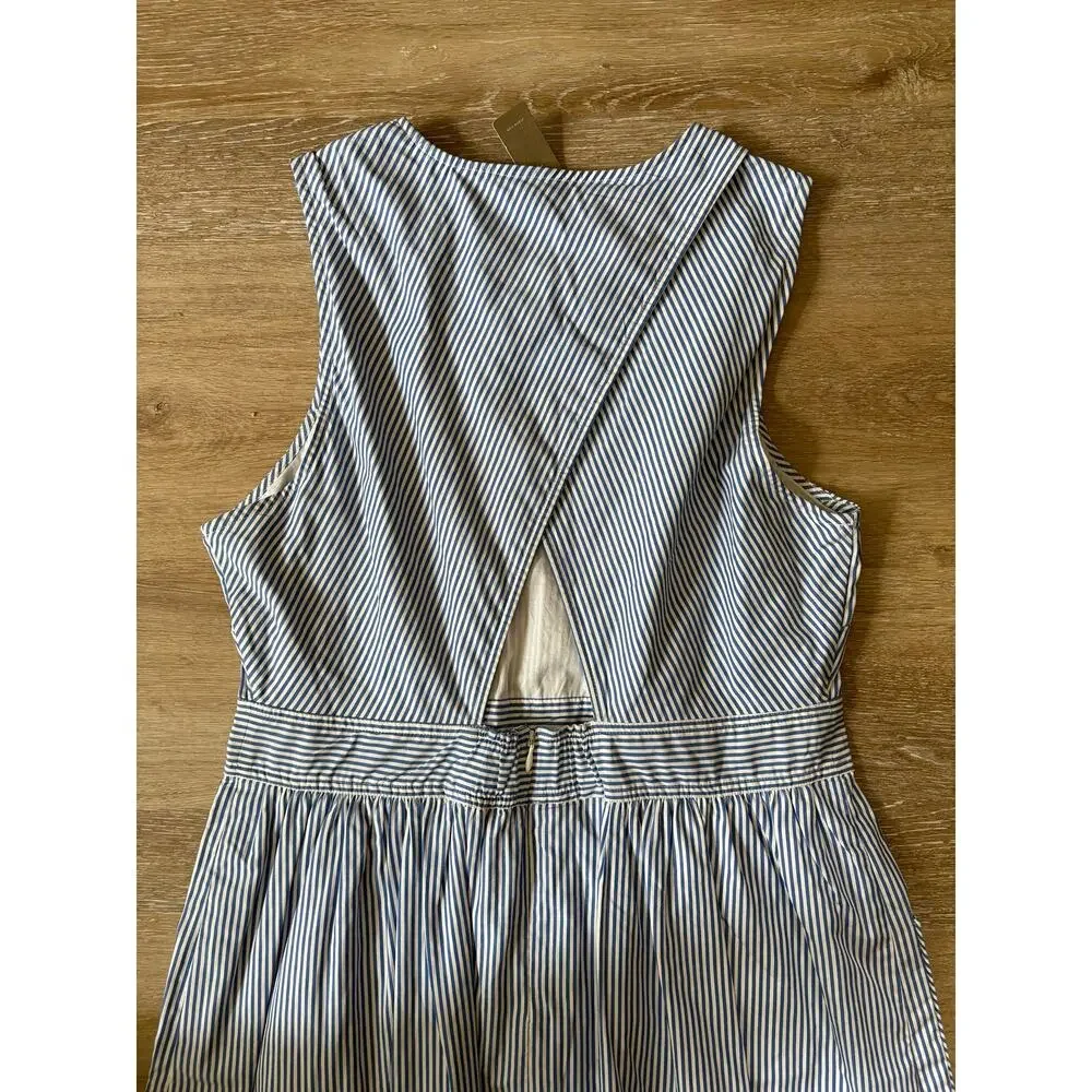 J.CREW Striped Poplin Apron Cotton Midi Dress